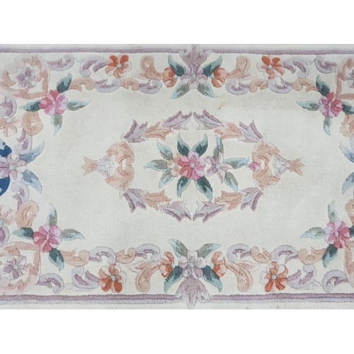 91 - 2 HALL RUGS WITH FLORAL DECORATIVE PATTERN 51x80cm & 112x60cm