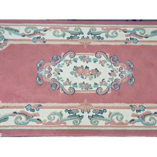 91 - 2 HALL RUGS WITH FLORAL DECORATIVE PATTERN 51x80cm & 112x60cm