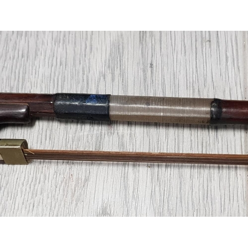 94 - ANTIQUE VIOLIN BOW, NICE QUALITY, WITH MOTHER OF PEARL INLAY, IN ROSEWOOD, POSSIBLY GERMAN