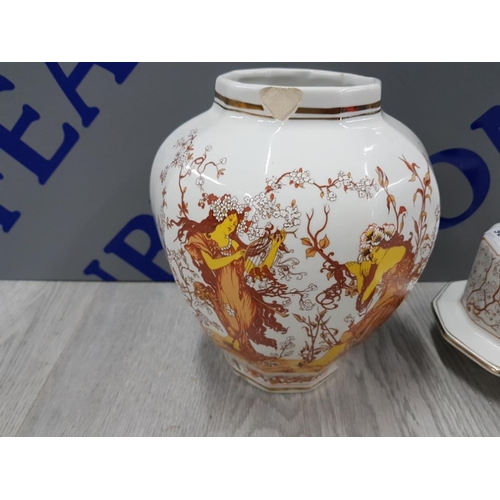 96 - ITALIAN FAIENCE GINGER JAR AND COVER WITH TEMPLE DOG MADE FOR LIBERTY