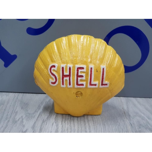 296 - CAST METAL SHELL OIL MONEY BOX