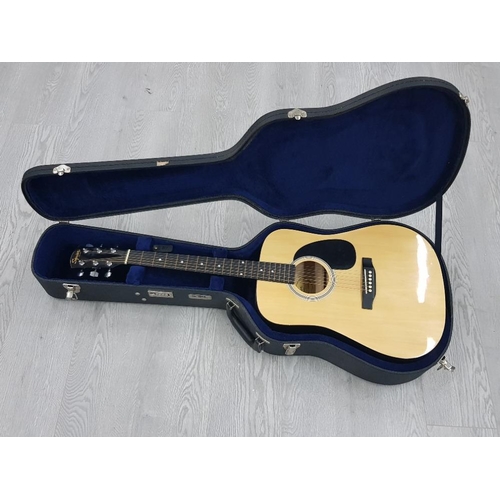 11 - SQUIER FENDER SA-110 ACOUSTIC GUITAR IN A TKL CARRY CASE