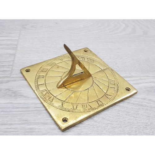 13 - 3 BRASS ITEMS INCLUDES A SWIVEL COMPASS CLOCK AND A SUNDIAL