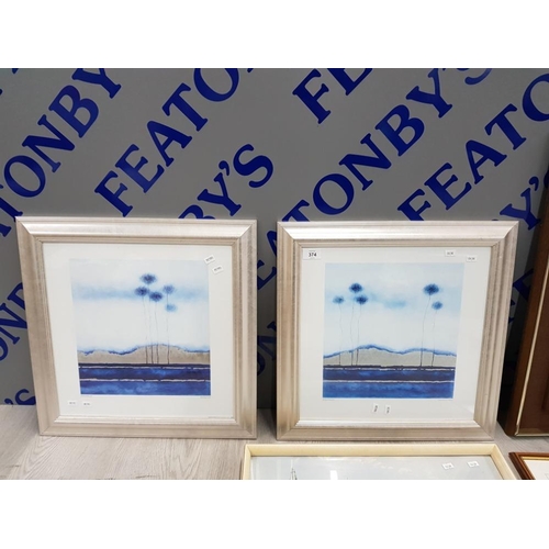 374 - 6 FRAMED PRINTS INCLUDES 2 BY RICHARD BARRET, HARBOUR SCENE BY VERNON WARD AND 2 SMALL PICTURESQUE B... 