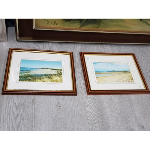 374 - 6 FRAMED PRINTS INCLUDES 2 BY RICHARD BARRET, HARBOUR SCENE BY VERNON WARD AND 2 SMALL PICTURESQUE B... 