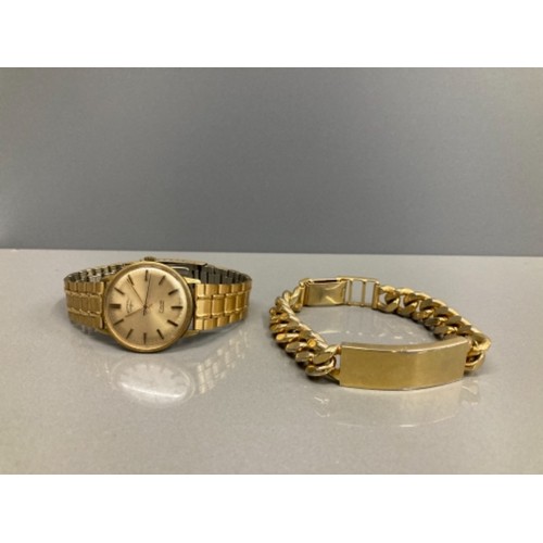 161 - GENTS VINTAGE ROTARY WRISTWATCH TOGETHER WITH A GOLD PLATED ID BRACELET