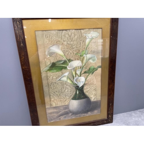 117 - 1940S WATER COLOUR OF LILLIES SIGNED E.S.K