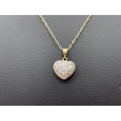 56 - YELLOW GOLD AND DIAMOND HEART SHAPED PENDANT NECKLACE