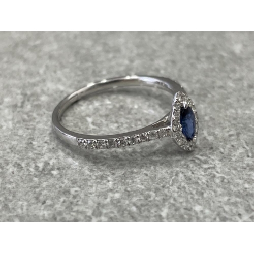 64 - 18CT WHITE GOLD SAPPHIRE AND DIAMOND RING 1/2CT 1.7G SIZE M