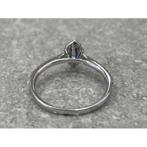 64 - 18CT WHITE GOLD SAPPHIRE AND DIAMOND RING 1/2CT 1.7G SIZE M