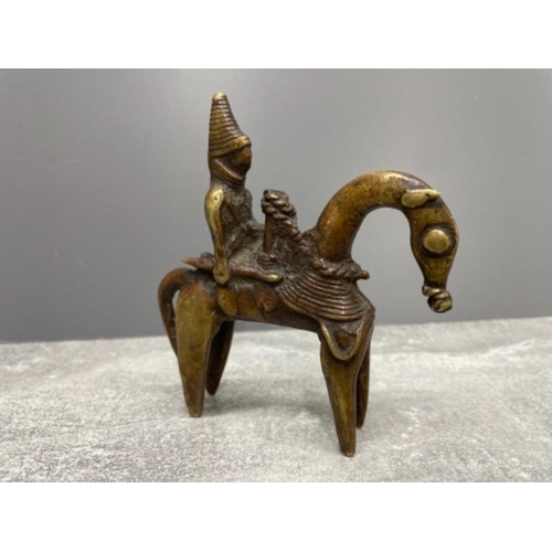 76 - AFRICAN 20TH CENTURY BRONZE SAO KOLOKO WARRIOR HORSEMAN CHAD