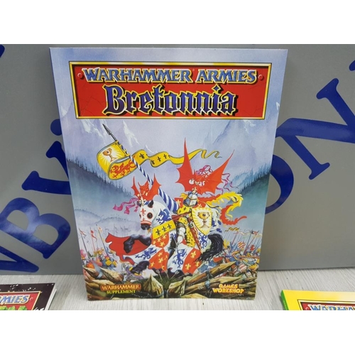 104 - 3 HIGHLY COLLECTABLE WARHAMMER SUPPLEMENT ARMIES MAGAZINES INCLUDING BRETONNIA, ORCS AND GOBLINS AND... 