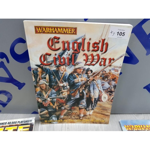 105 - 3 COLLECTORS WARHAMMER MAGAZINE'S INCLUDING WHITE DWARF, ENGLISH CIVIL WAR AND DARK SHADOWS