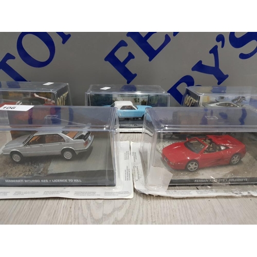 106 - 5 COLLECTORS 007 DIECAST VEHICLES IN PLASTIC SEALED CASES INCLUDING LICENCE TO KILL MASERATI BITURBO... 