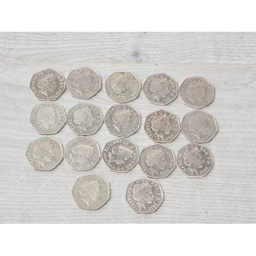 197 - A COLLECTION OF 17 OLYMPICS 50 PENCE PIECES