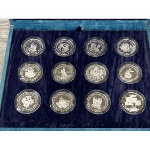 210 - 1996 THE QUEENS 70TH BIRTHDAY SILVER PROOF 12 PIECE COIN COLLECTION IN ORIGINAL PACKAGING WITH COA