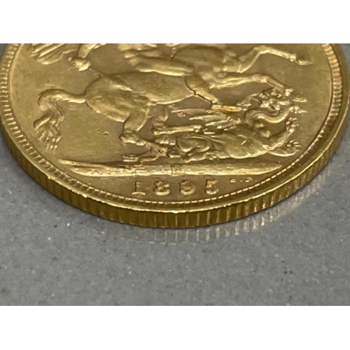 256 - 22CT GOLD 1895 FULL SOVEREIGN COIN STRUCK IN MELBOURNE