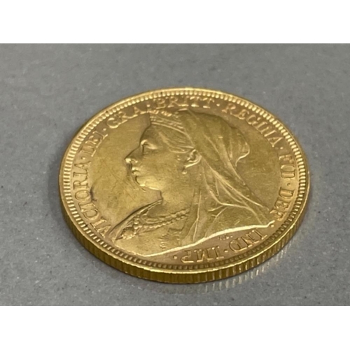 256 - 22CT GOLD 1895 FULL SOVEREIGN COIN STRUCK IN MELBOURNE