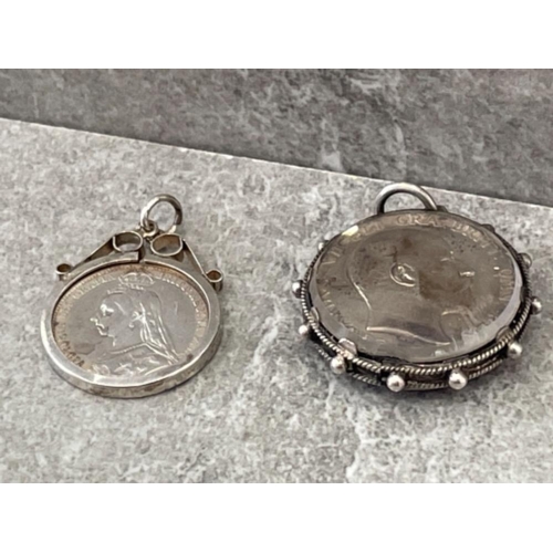 264 - 2 SILVER COIN PENDANTS 16G