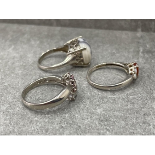 273 - 3 LADIES SILVER STONE SET RINGS 11.7G