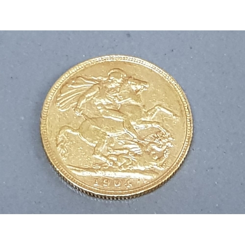 3 - 22CT GOLD 1904 EDWARD VII FULL GOLD SOVEREIGN COIN