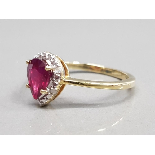 4 - SILVER GILT RING WITH RUBY AND DIAMONDS SIZE P1/2 2.4G GROSS