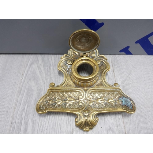 45 - ORNATE BRASS INK WELL