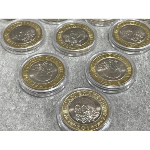 458 - 10 X COLLECTABLE £2 COINS ALL SHAKESPEARE TRAGEDIES SKULL