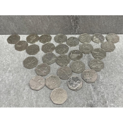 465 - 28 X COLLECTABLE 50P COINS INCLUDING PADDINGTON PEAR FULL SET