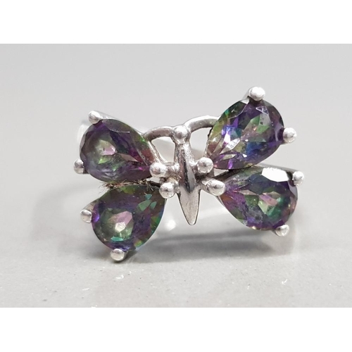 5 - SILVER RING WITH MYSTIC TOPAZ STONES IN THE FORM OF A BUTTERFLY SIZE N 4.3G GROSS