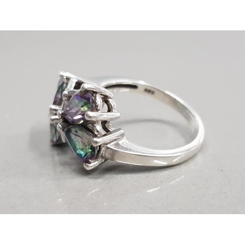 5 - SILVER RING WITH MYSTIC TOPAZ STONES IN THE FORM OF A BUTTERFLY SIZE N 4.3G GROSS