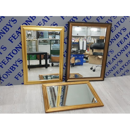 77 - 3 DECORATIVE BEVELLED EDGED FRAMED MIRRORS