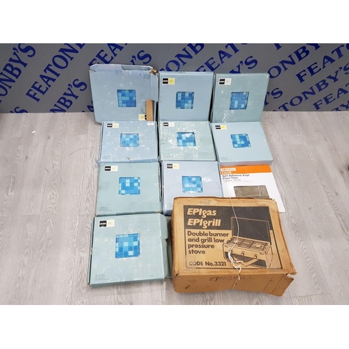 79 - BOXED HOMEBASE GLASS MOSAIC FLOOR/ WALL TILES, ALSO TO INCLUDE EPLGAS EPLGRILL STOVE