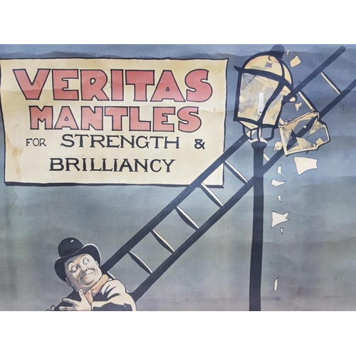 84 - 2 FRAMED ITEMS INCLUDES NEWSPAPER PRINT VERITAS MANTLES FOR STRENGTH AND BRILLANCY AND A HAND DRAWN ... 