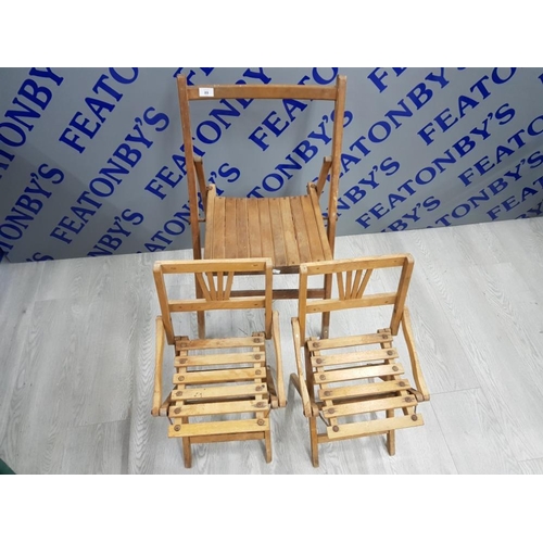 89 - 3 VINTAGE WOODEN FOLDING CHAIRS