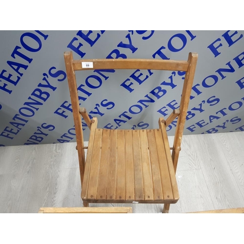 89 - 3 VINTAGE WOODEN FOLDING CHAIRS