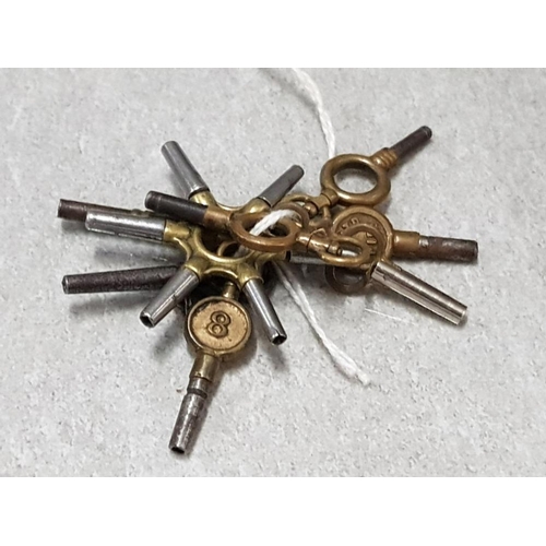 53 - 1 MULTI KEY TOGETHER WITH 7 OTHER SINGLE POCKET WATCH KEYS