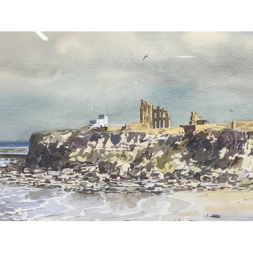 140 - BEAUITFUL RONALD MOORE WATER COLOUR OF TYNEMOUTH PRIORY 74CMS X 53CMS SIGNED BOTTOM RIGHT