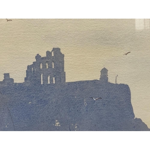 142 - RONALD MOORE WATER COLOUR OF TYNEMOUTH DATED 1900 64CMS X 35CMS