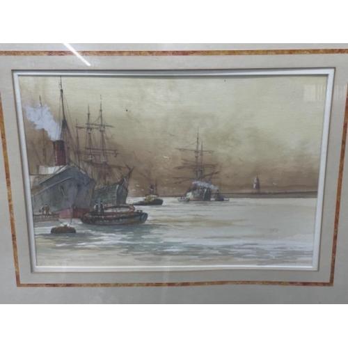 144 - FREDERICK TORDOFF 1939 -  WATER COLOUR ON THE TYNE 46CMS X 32CMS