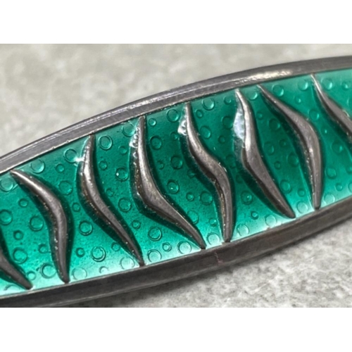 158 - DAVID ANDERSEN STERLING SILVER ENAMEL WAVE DESIGN BROOCH DESIGNED BY AGNAR SKREDE GOOD CONDITION