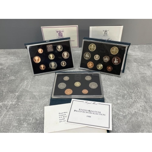 169 - 3 ROYAL MINT CASED YEARLY SETS 1983 1988 AND 1989 ALL IN ORIGINAL CASE AND CERTIFICATES