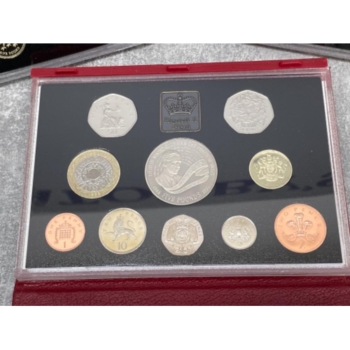 170 - 3 ROYAL MINT PROOF YEARLY COINS SETS DELUX RED 1995 1997 AND 1998 ORIGINAL CASES AND CERTIFICATES