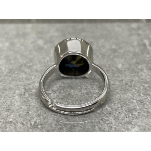 185 - BLUE MOISSANITE RING IN STERLING SILVER SIZE T