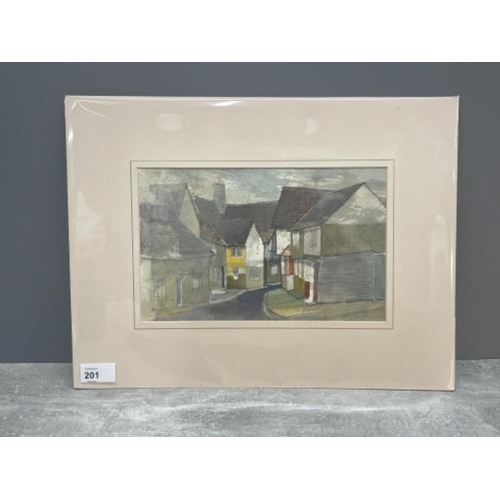 201 - LEONARD LEN EVETTS 1909-1997 WATER COLOUR LACOCK WILTSHIRE  17CMS X 26CMS SIGNED BOTTOM RIGHT AND TI... 