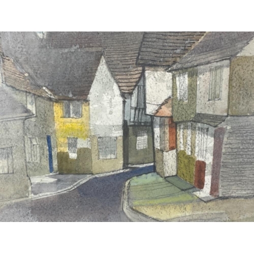 201 - LEONARD LEN EVETTS 1909-1997 WATER COLOUR LACOCK WILTSHIRE  17CMS X 26CMS SIGNED BOTTOM RIGHT AND TI... 