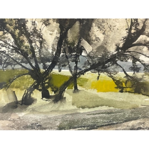 202 - LEONARD LEN EVETTS 1909-1997 WATER COLOUR STUDY OF TREES 26CMS X 34CMS SIGNED BOTTOM RIGHT