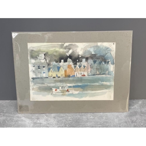 204 - LEONARD LEN EVETTS 1909-1997 WATER COLOUR PORTPATRICK 19CMS X 28CMS SIGNED AND DATED ON VERSO