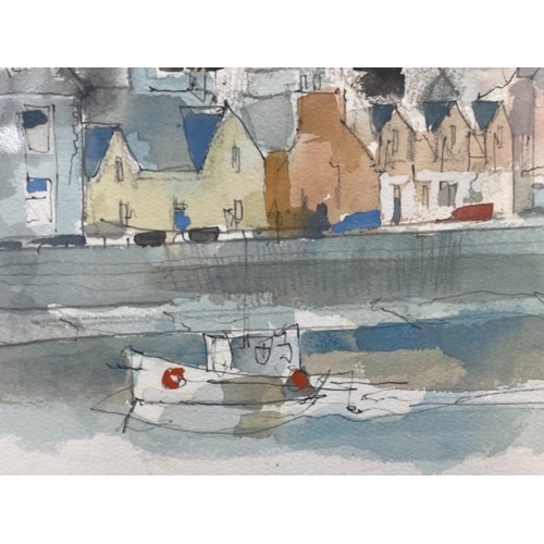 204 - LEONARD LEN EVETTS 1909-1997 WATER COLOUR PORTPATRICK 19CMS X 28CMS SIGNED AND DATED ON VERSO