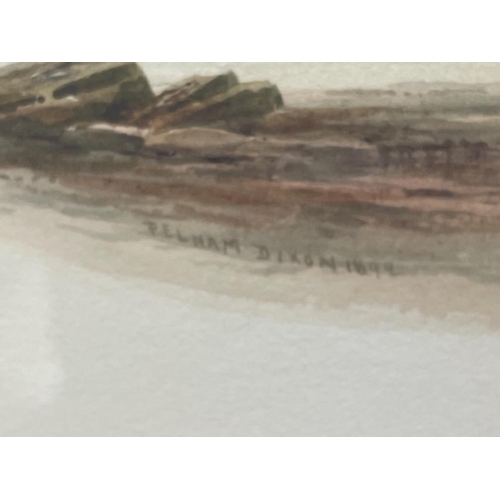 211 - GEORGE PELHAM DIXON 1859-1898 WATER COLOUR VIEW TOWARDS TYNEMOUTH HEADLAND 25CMS X 34CMS SIGNED AND ... 